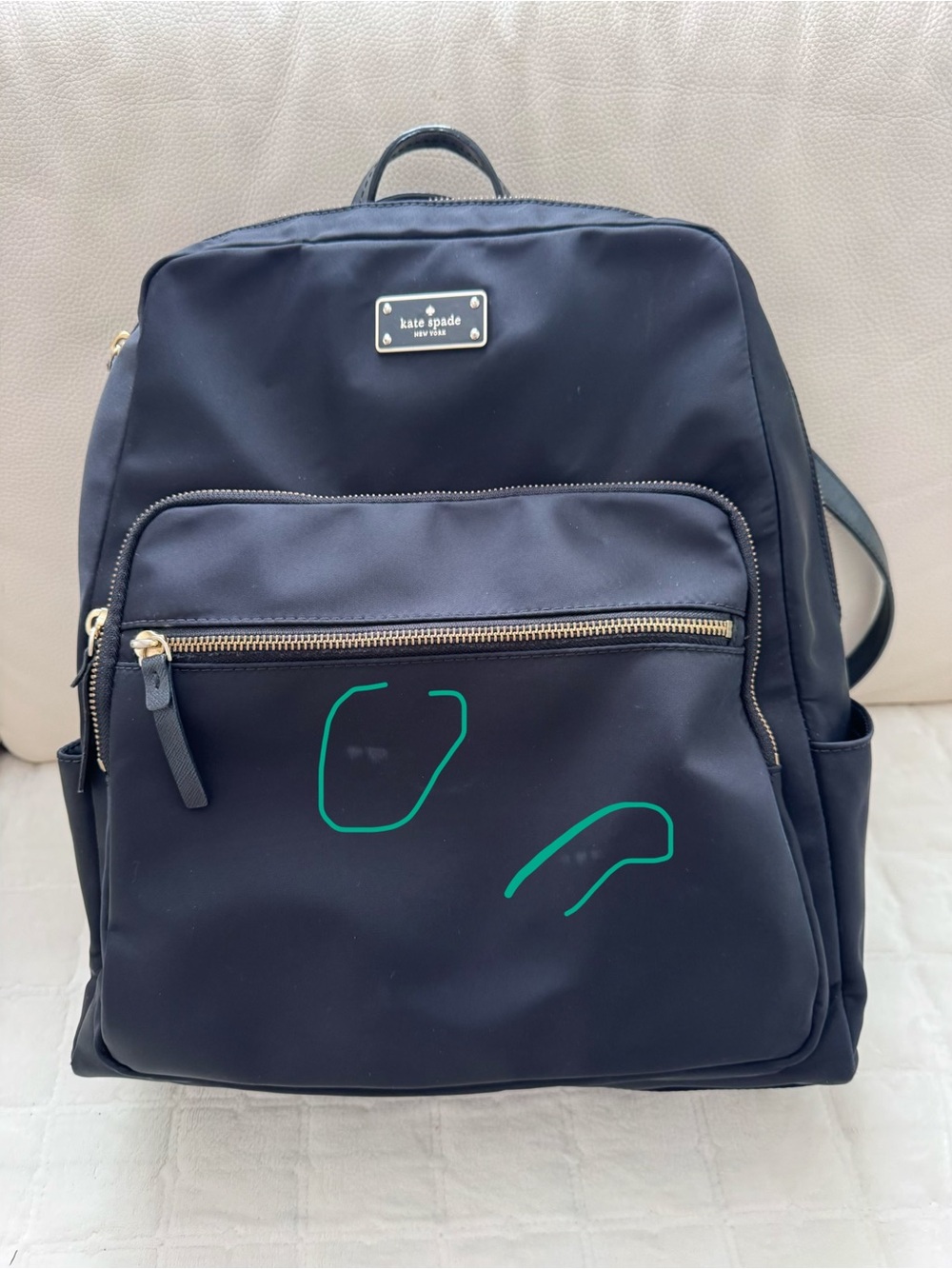 kate spade black nylon backpack with gold hardware